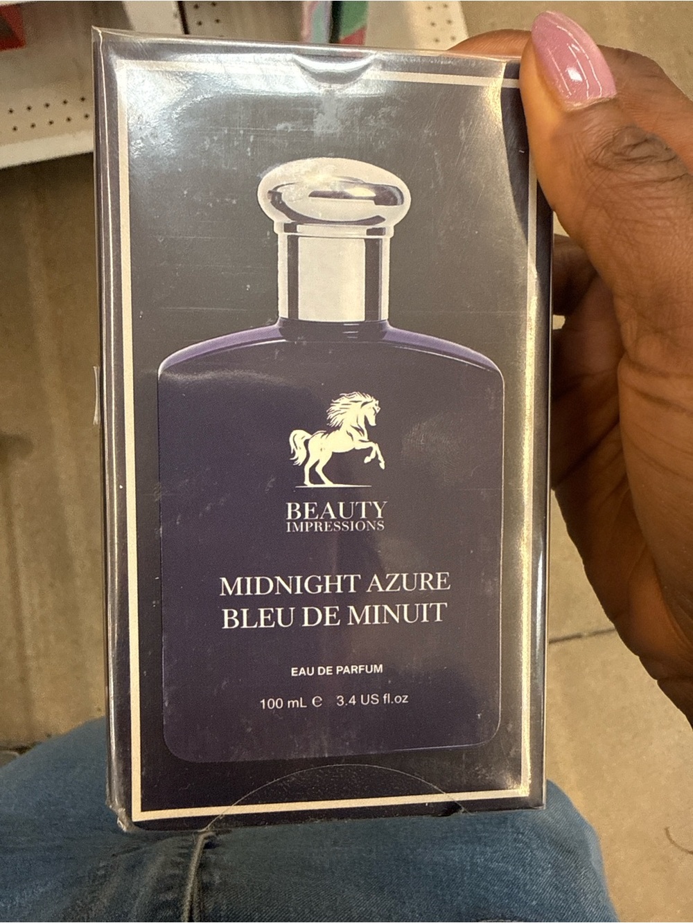 Impressions Midnight Azure Body Fragrance - Deep Blue Bottle